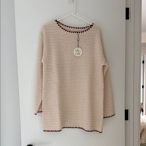 VRG GRL Cream Dress with Red Trim